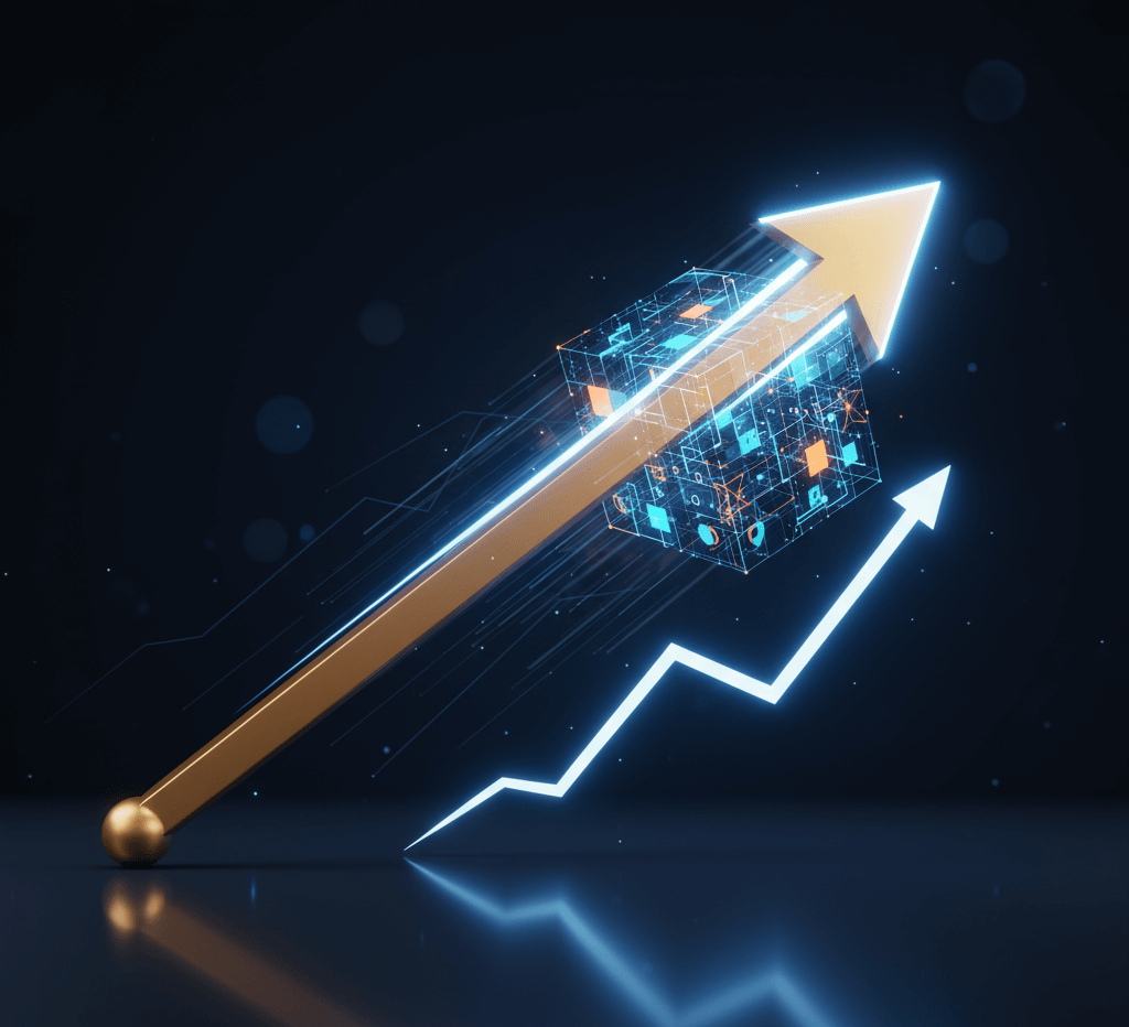 Interim Marketing as a Strategic Growth Lever Abstract graphic symbolizing business acceleration and exponential growth through a strategic lever, representing Interim Marketing.